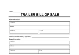 Trailer Bill of Sale form