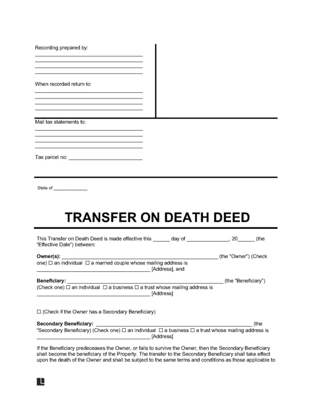 Transfer on Death Deed Template (TOD)