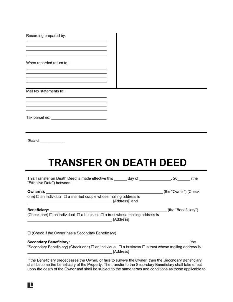 Transfer on Death Deed Template