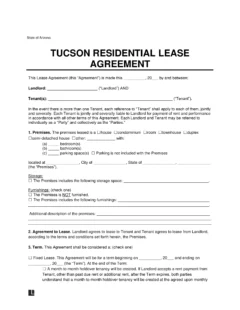 Tucson Residential Lease Agreement Template