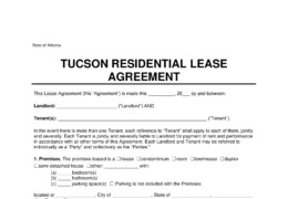 Tucson Residential Lease Agreement Template