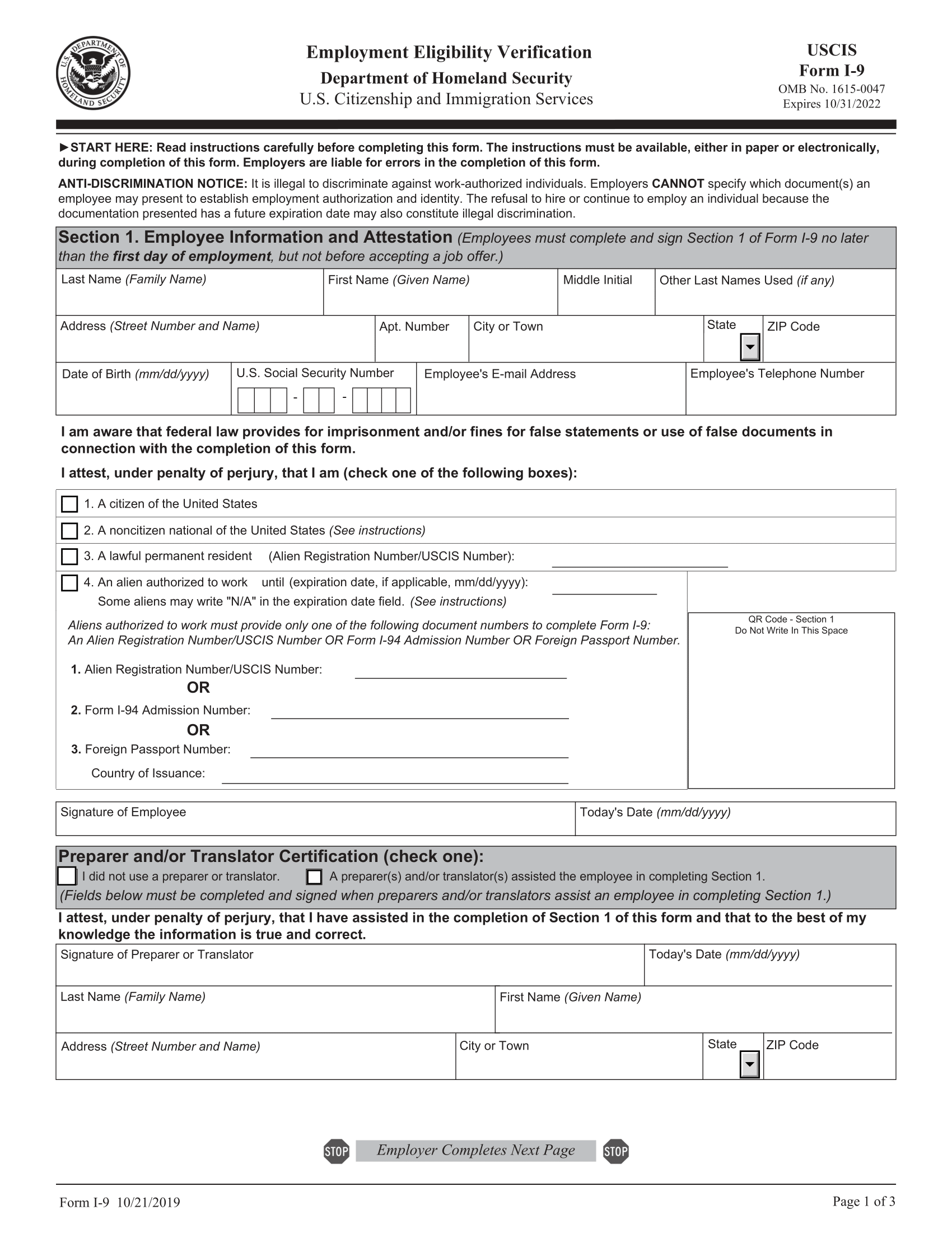 Form I-9 Download (PDF) | Legal Templates