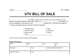 utv bill of sale template