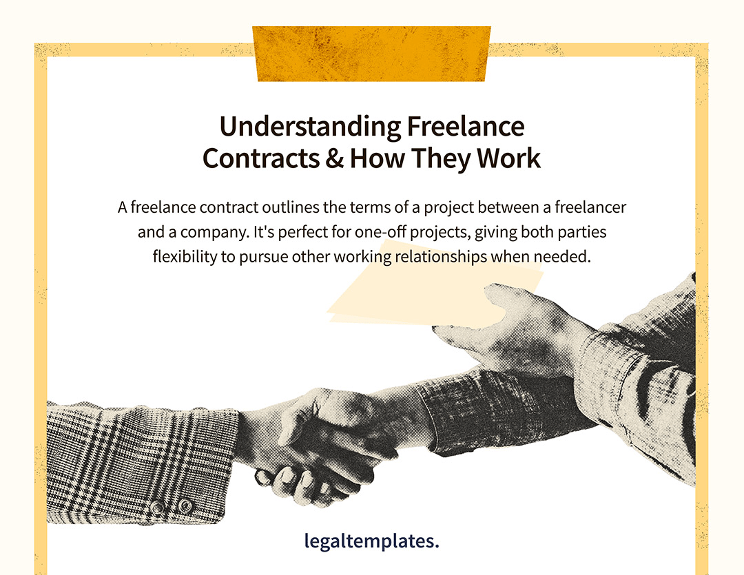 Understanding Freelance Contracts & How They Work infographic explaining that freelance contracts are good for one-time projects