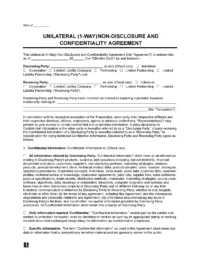 Unilateral (One-Way) Non-Disclosure Agreement Template