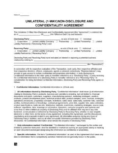 Unilateral (One-Way) Non-Disclosure Agreement Template