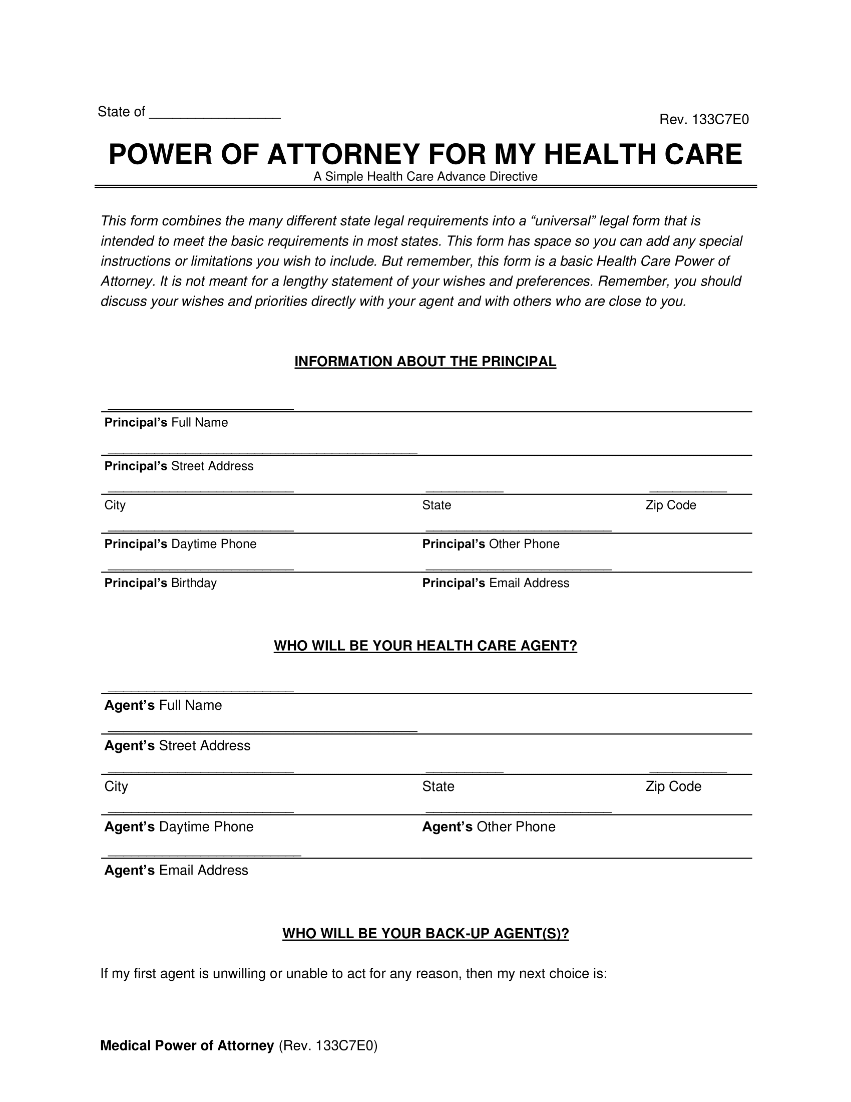 Medical (Health Care) Power of Attorney Form | PDF & Word