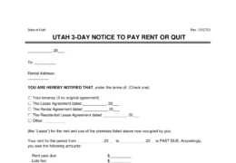 Utah 3-Day Eviction Notice to Quit (Non-Payment of Rent)