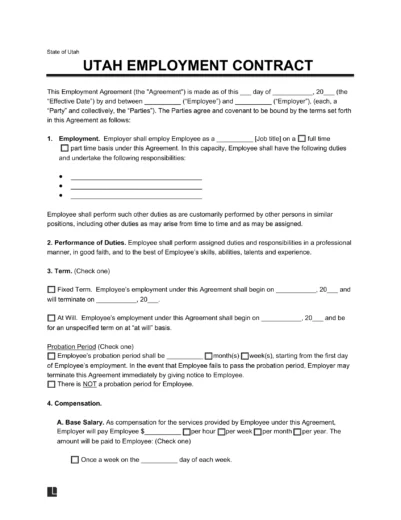 Utah Employment Contract Template