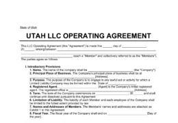 Utah LLC Operating Agreement Template