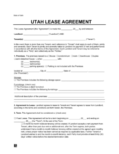 Utah Lease Agreement Template