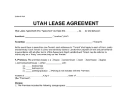 Utah Lease Agreement Template
