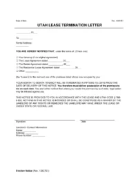 Utah Lease Termination Letter Template