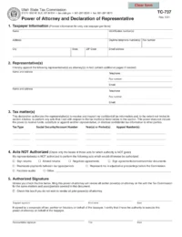 Utah Tax Power of Attorney Form TC-737