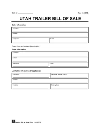 Utah Trailer Bill of Sale screenshot