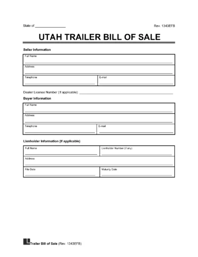 Utah Trailer Bill of Sale screenshot