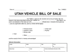 utah vehicle bill of sale