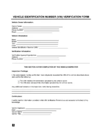 VIN Verification Form Template