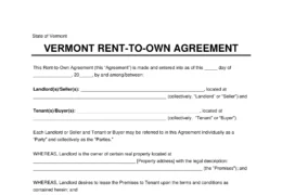 Vermont Rent-to-Own Lease Agreement