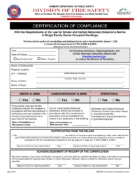 Vermont Smoke Detector Certificate Form