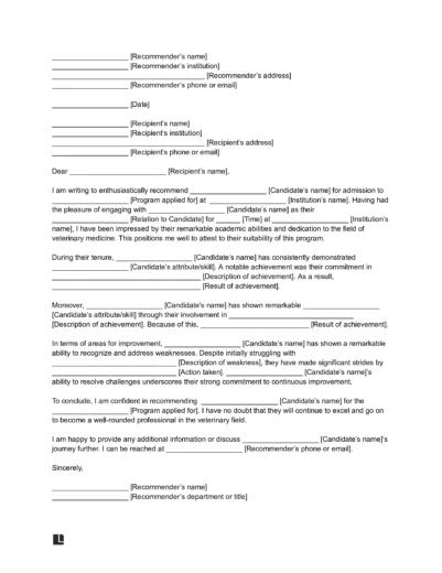 Sample of a Letter of Recommendation for Vet School