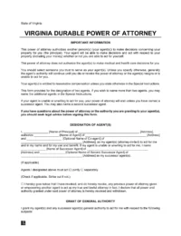 Virginia Durable Power of Attorney Form