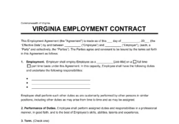Virginia Employment Contract Template