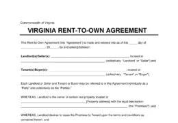 Virginia Rent-to-Own Lease Agreement
