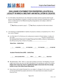 Virginia Military Air Installation Disclosure Statement Form