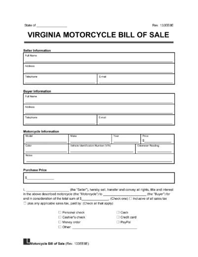 virginia motorcycle bill of sale