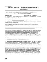 Virginia Non-Disclosure Agreement Template