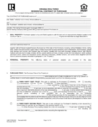 Virginia Realtors Residential Contract of Purchase (Form 600)