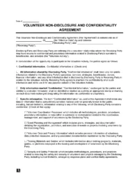 Volunteer Non Disclosure Agreement Template