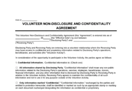 Volunteer Non Disclosure Agreement Template