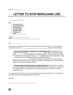 Warning Letter for Smoking Marijuana Template