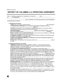 Washington DC LLC Operating Agreement Template