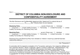 Washington DC Non-Disclosure Agreement