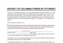 Washington D.C. Power of Attorney Form
