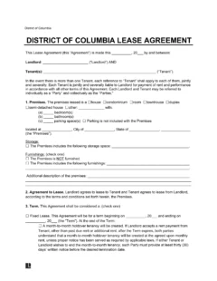 Washington DC Residential Lease Agreement Template