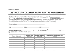 Washington DC Room Rental Agreement
