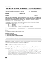Washington DC Standard Residential Lease Agreement Template