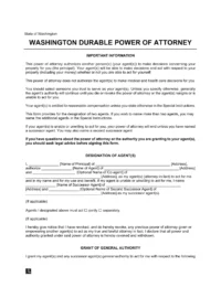 Washington Durable Power of Attorney Form