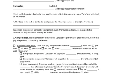 Washington Independent Contractor Agreement