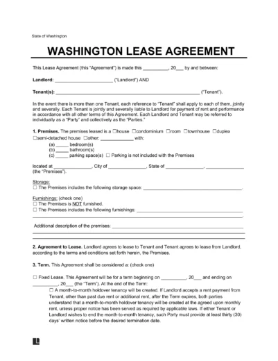 Washington Lease Agreement Template