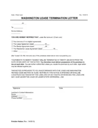 Washington Lease Termination Letter Template