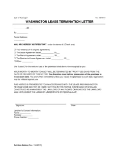 Washington Lease Termination Letter Template