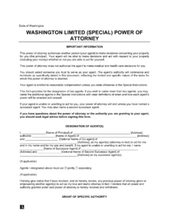 Washington Limited Power of Attorney Form
