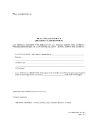 Washington Real Estate Contract (Residential Short-Form)