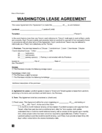 Washington Standard Residential Lease Agreement Template