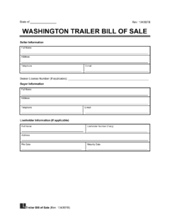 Free Washington Trailer Bill of Sale Template | PDF & Word | Legal